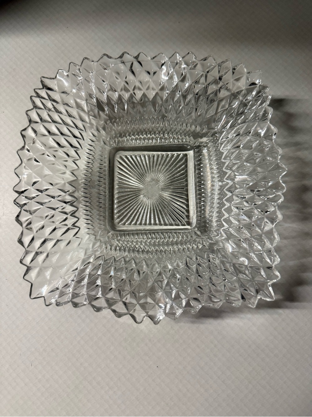 Clear Pressed Glass Square Candy Dish